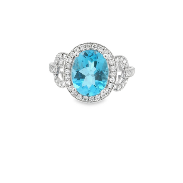 BLUE TOPAZ & DIAMOND RING