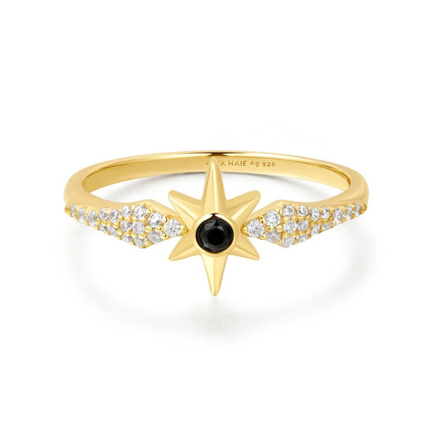 ANIA HAIE - GOLD BLACK ONYX STAR RING