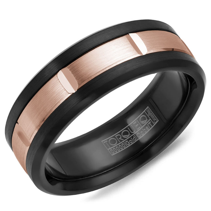 CROWN RING- BLACK COBALT WITH 14K ROSE GOLD INLAY