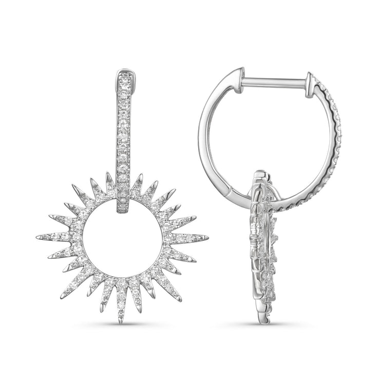 LUVENTE - DIAMOND SUNBURST HOOP EARRINGS