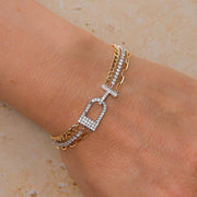 Shy Creation - 3 Row Diamond & Chain Bracelet