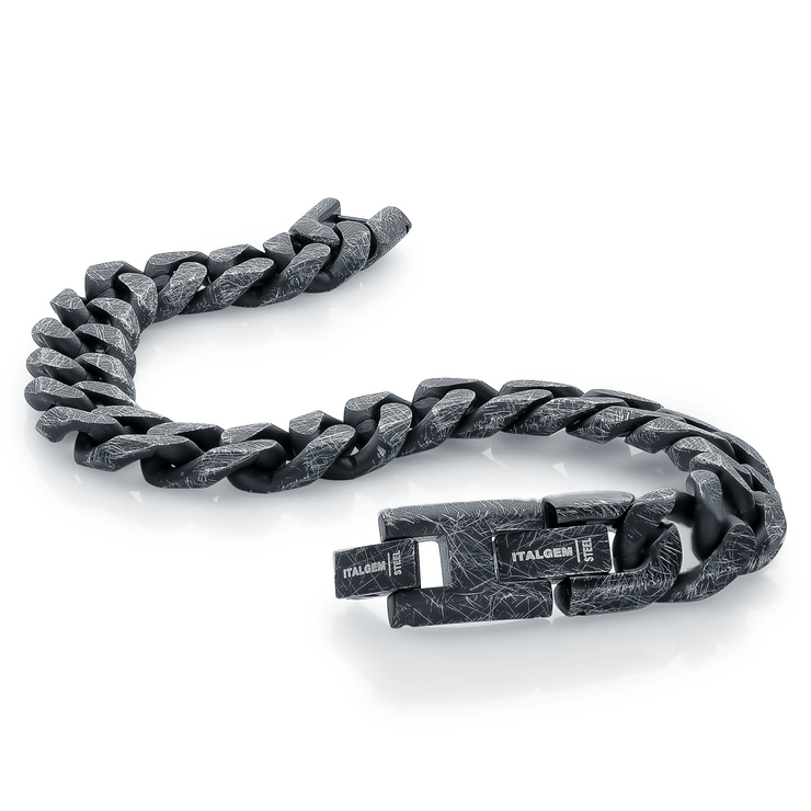 11MM CURB LINK CHAIN BRACELET BRUSHED FINISH