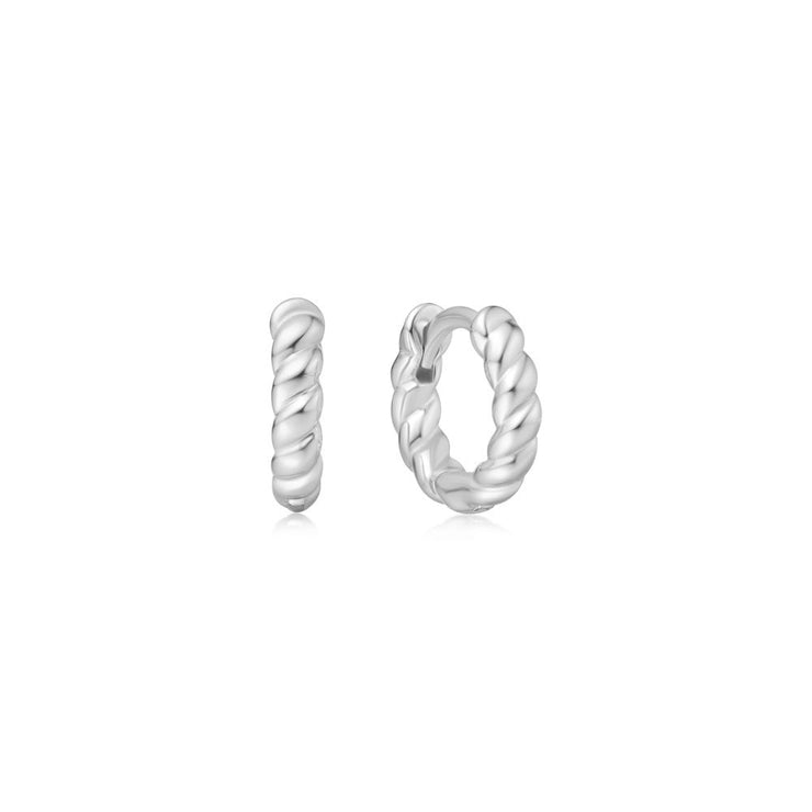 Ania Haie - Silver Texture Small Huggie Hoop Earrings