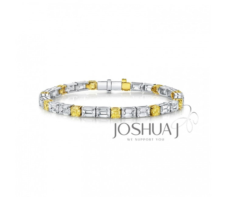 WHITE & YELLOW DIAMOND TENNIS BRACELET