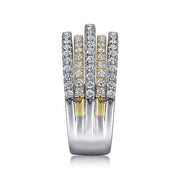 GABRIEL - 5 ROW TWO TONE DIAMOND RING