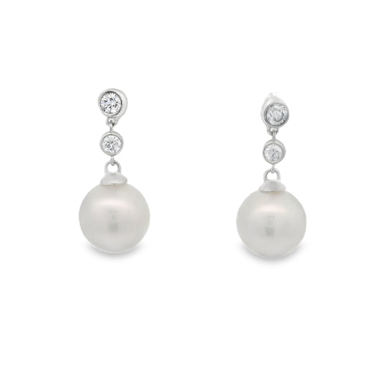 PEARL & DIAMOND DANGLE EARRINGS