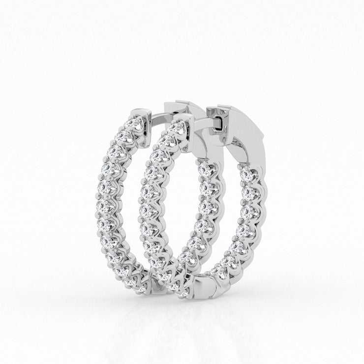 Diamond In & Out Hoop Earrings - 3 1/2 Ct