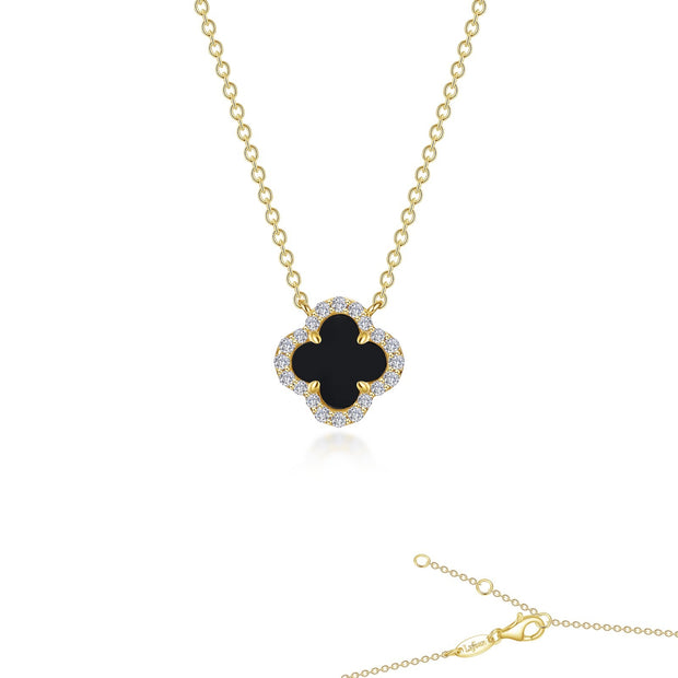 LAFONN – BLACK ONYX CLOVER NECKLACE