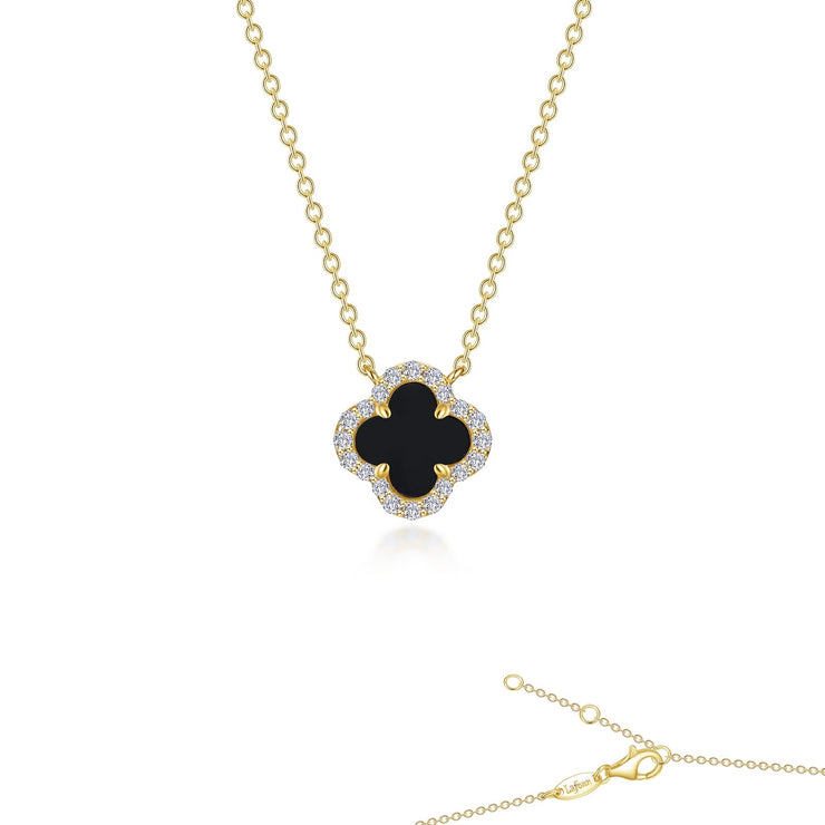 LAFONN – BLACK ONYX CLOVER NECKLACE