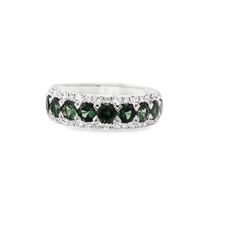 TSAVORITE GARNET & DIAMOND BAND