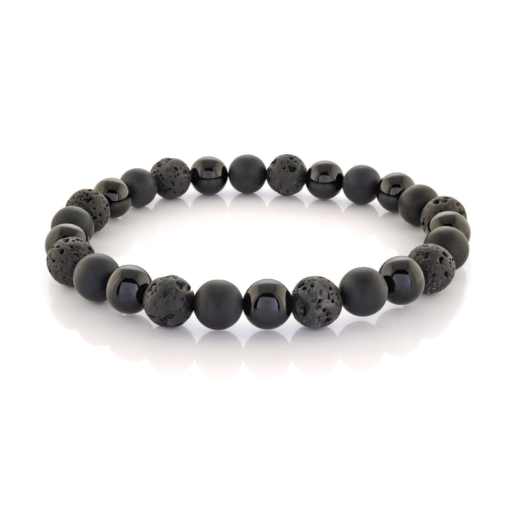 ONYX LAVA BEADED STRETCH BRACELET