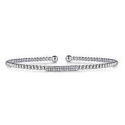 GABRIEL & CO - PAVE DIAMOND BAR BEADED BANGLE BRACELET