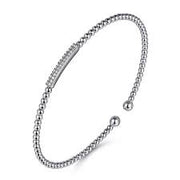 GABRIEL & CO - PAVE DIAMOND BAR BEADED BANGLE BRACELET