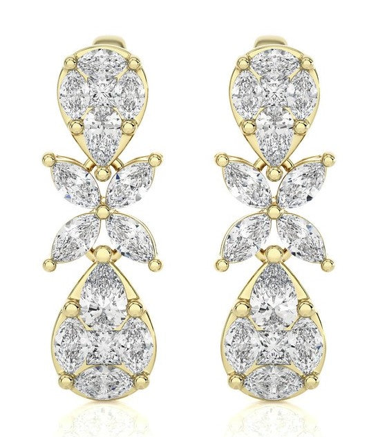 FLOWER DIAMOND DANGLE EARRINGS