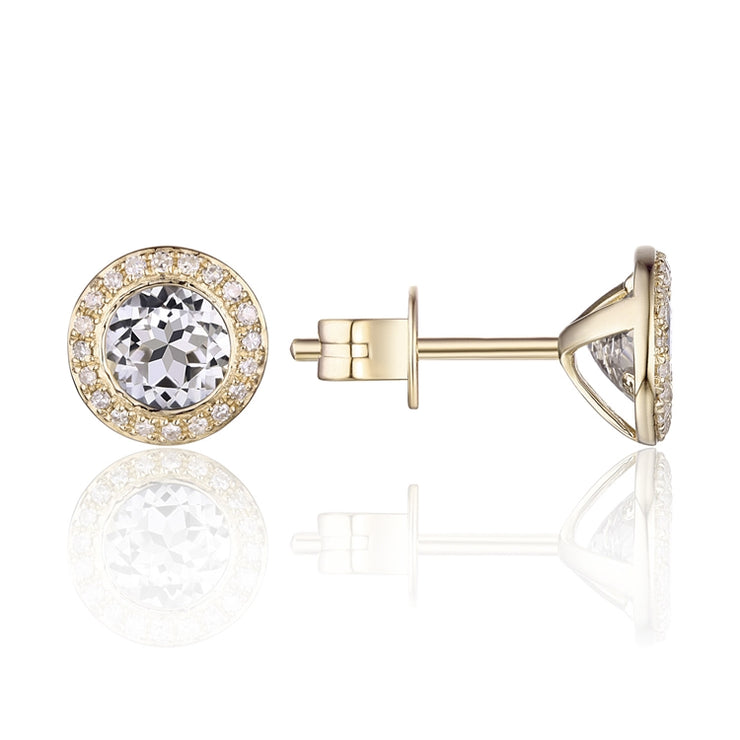 LUVENTE – WHITE TOPAZ & DIAMOND POST EARRINGS