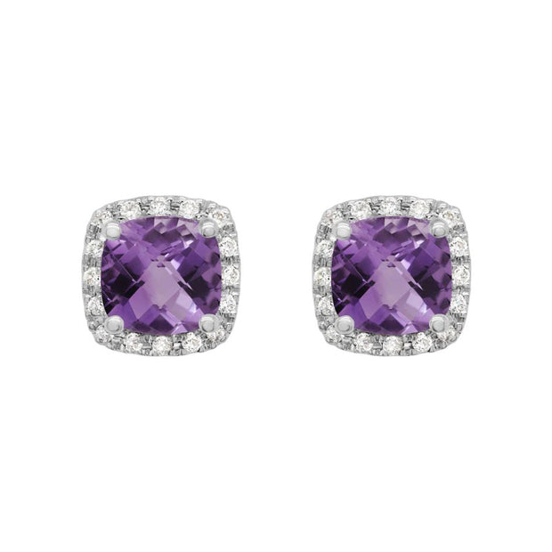 ARTISTRY - AMETHYST WITH DIAMOND HALO STUD EARRINGS