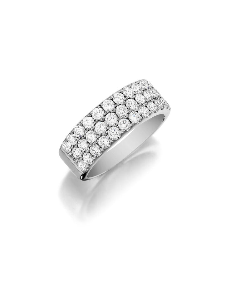 HENRI DAUSSI - WHITE GOLD THREE ROW DIAMOND BAND