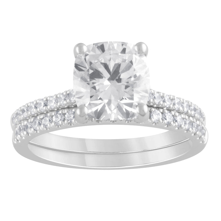 DIAMOND WEDDING SET - 1 1/2 CT CUSHION CENTER