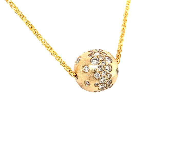 Diamond Flush Set Ball Slide Necklace