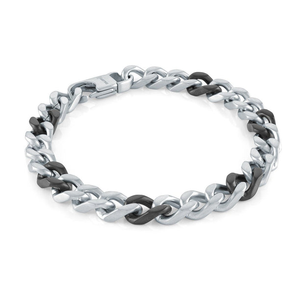 ITALGEM STEEL – BLACK & SILVER CURB CHAIN BRACELET