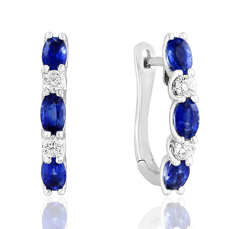 SAPPHIRE & DIAMOND HOOP EARRINGS