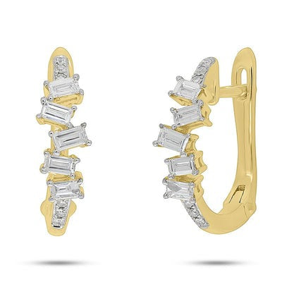 SHY CREATION - BAGUETTE DIAMOND HOOP EARRINGS