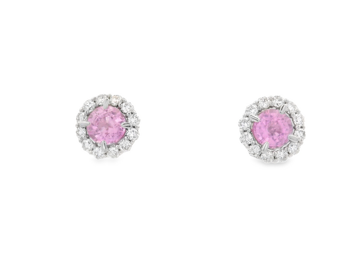 PINK SAPPHIRE & DIAMOND POST EARRINGS