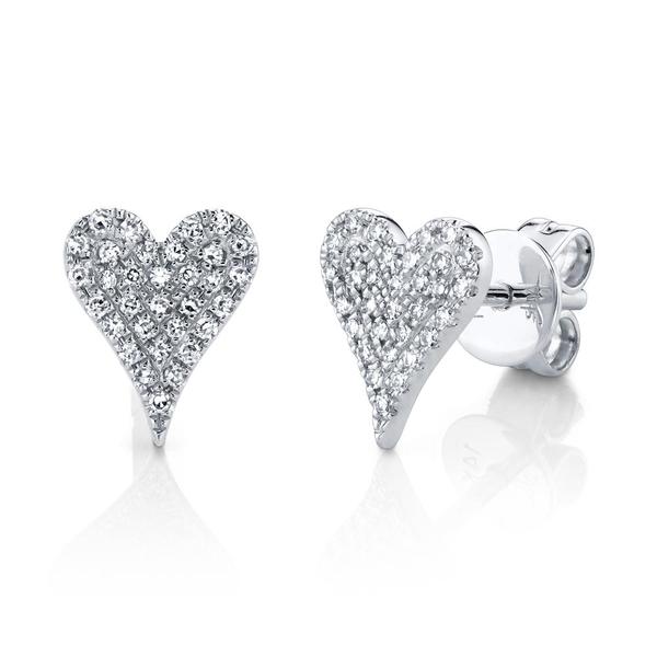 Shy Creation- Diamond Pave Heart Stud Earrings