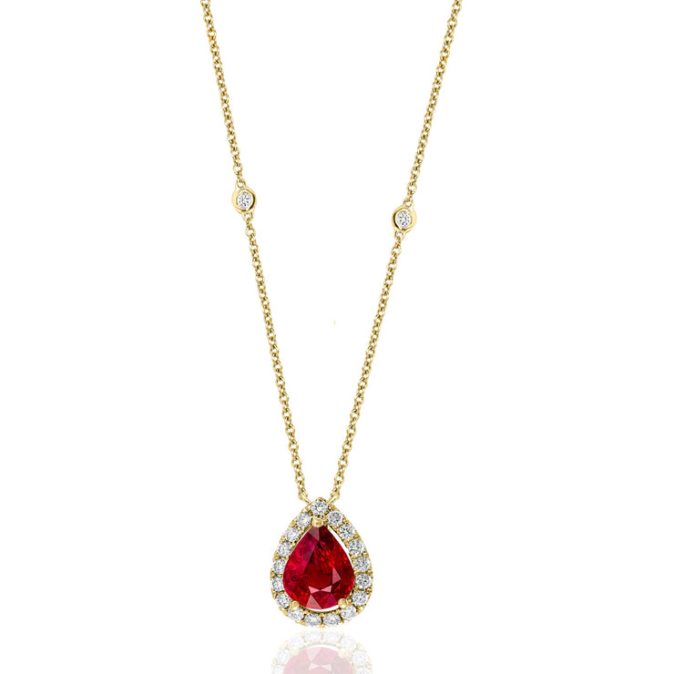 PEAR SHAPED RUBY & DIAMOND PENDANT