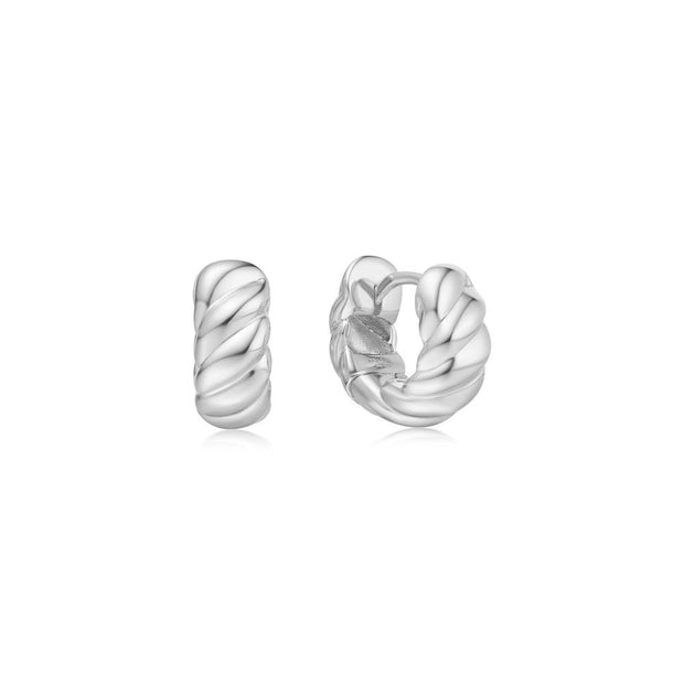 Ania Haie - Silver Bold Texture Small Huggie Hoop Earrings