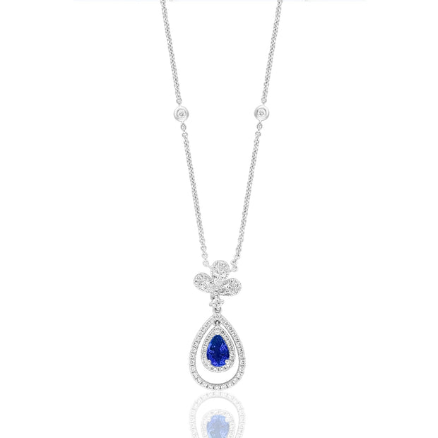 PEAR SAPPHIRE DANGLE & DIAMOND NECKLACE