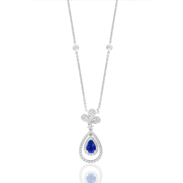 PEAR SAPPHIRE DANGLE & DIAMOND NECKLACE