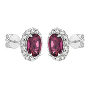 PINK TOURMALINE & DIAMOND POST EARRINGS