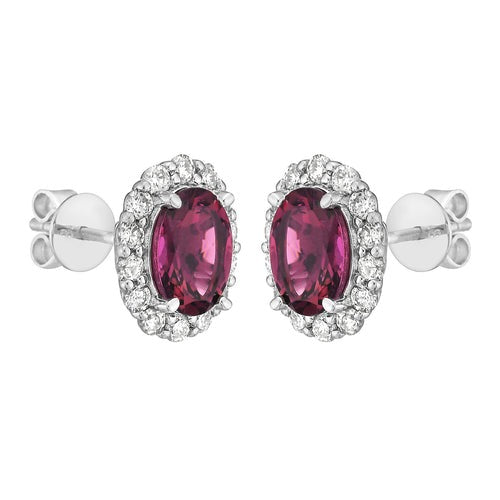 PINK TOURMALINE & DIAMOND POST EARRINGS