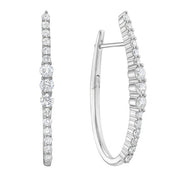 ELONGATED OVAL GRADUATED DIAMOND HOOP EARRINGS