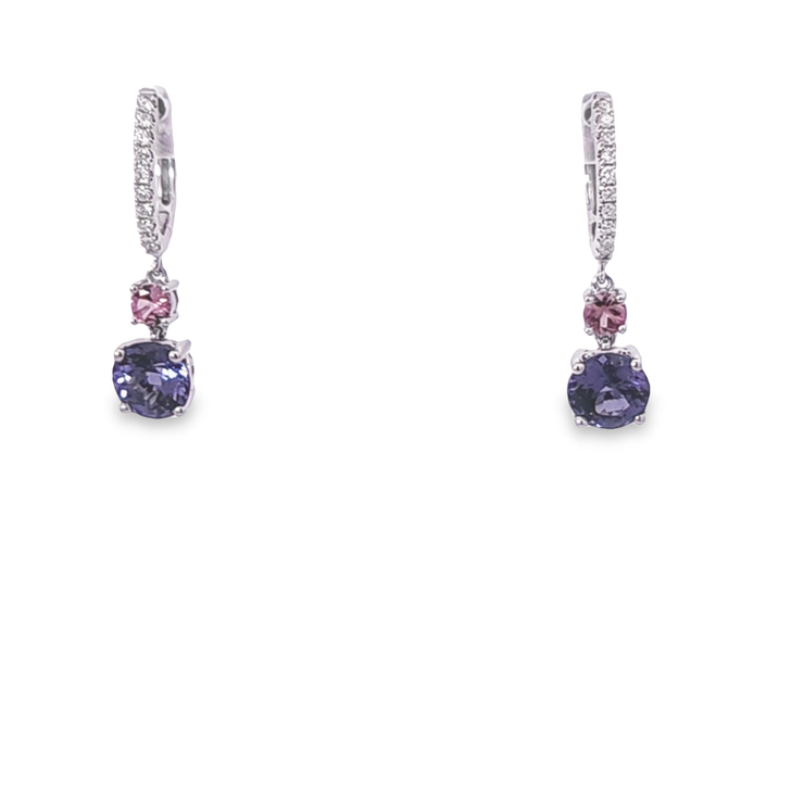 TANZANITE, SPINEL, & DIAMOND DANGLE EARRINGS