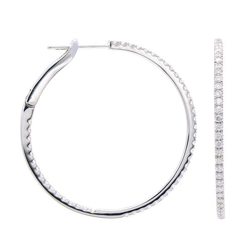 DIAMOND IN & OUT HOOP EARRINGS - 3/4 CT