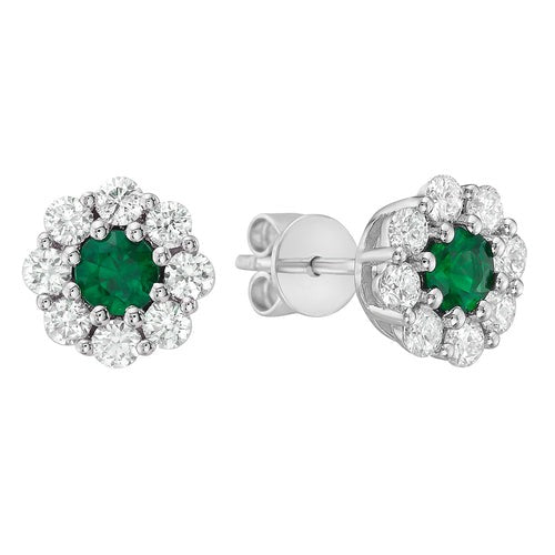 EMERALD & DIAMOND POST EARRINGS