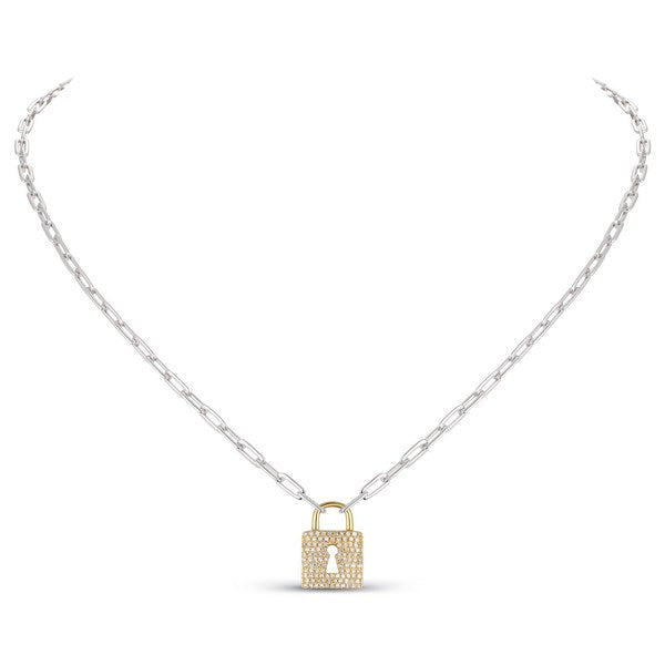 LUVENTE- PAVE DIAMOND LOCKET PENDANT NECKLACE