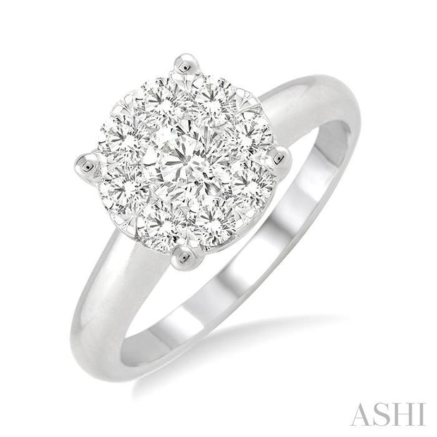 ASHI - DIAMOND CLUSTER ENGAGEMENT RING - 0.75 TCW