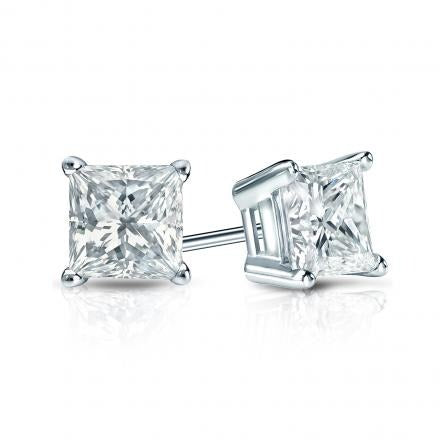 PRINCESS CUT DIAMOND STUD EARRINGS - 2/3 CT