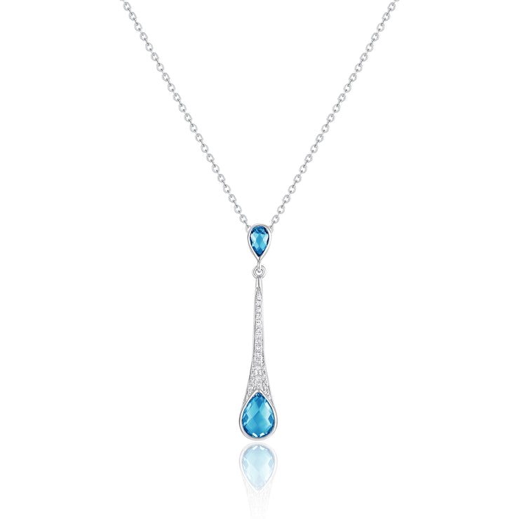 LUVENTE - BLUE TOPAZ & DIAMOND TEARDROP PENDANT