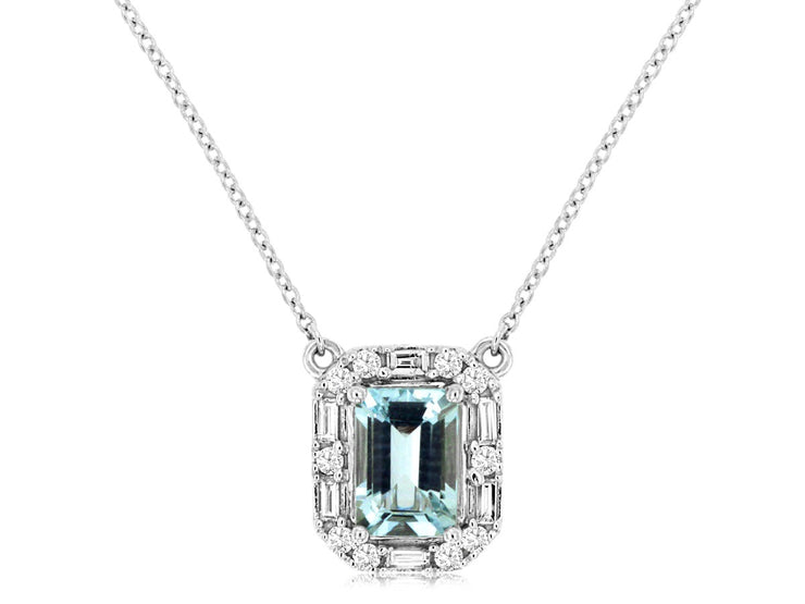 AQUAMARINE & DIAMOND PENDANT