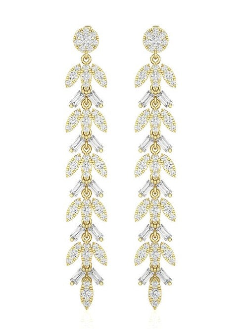 MARQUISE SHAPE DIAMOND DANGLE EARRINGS