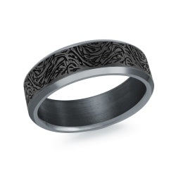 MALO - TANTALUM & CARBON FIBER MENS WEDDING BAND