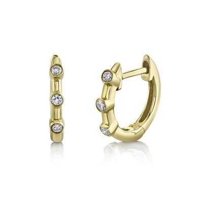 SHY CREATION- YELLOW GOLD DIAMOND BEZEL HUGGIE EARRING