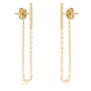 GOLD BAR WITH CHAIN CONNECTOR POST EARRINGS