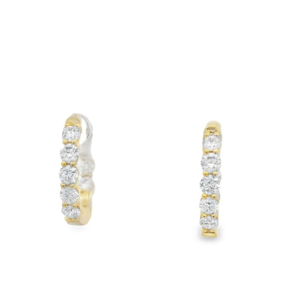 DIAMOND IN & OUT HUGGIE HOOP EARRINGS - 3/4 CT