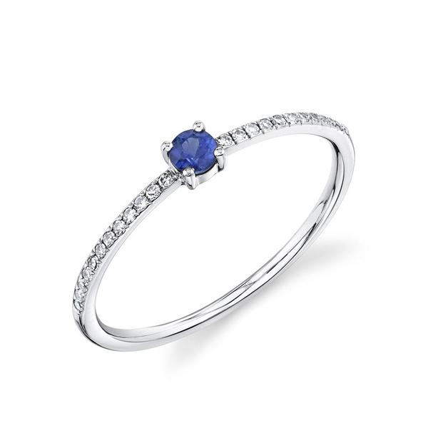 SHY CREATION- WHITE GOLD PETITE SAPPHIRE & DIAMOND FASHION RING