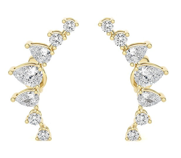 PEAR DIAMOND EAR CRAWLER EARRINGS